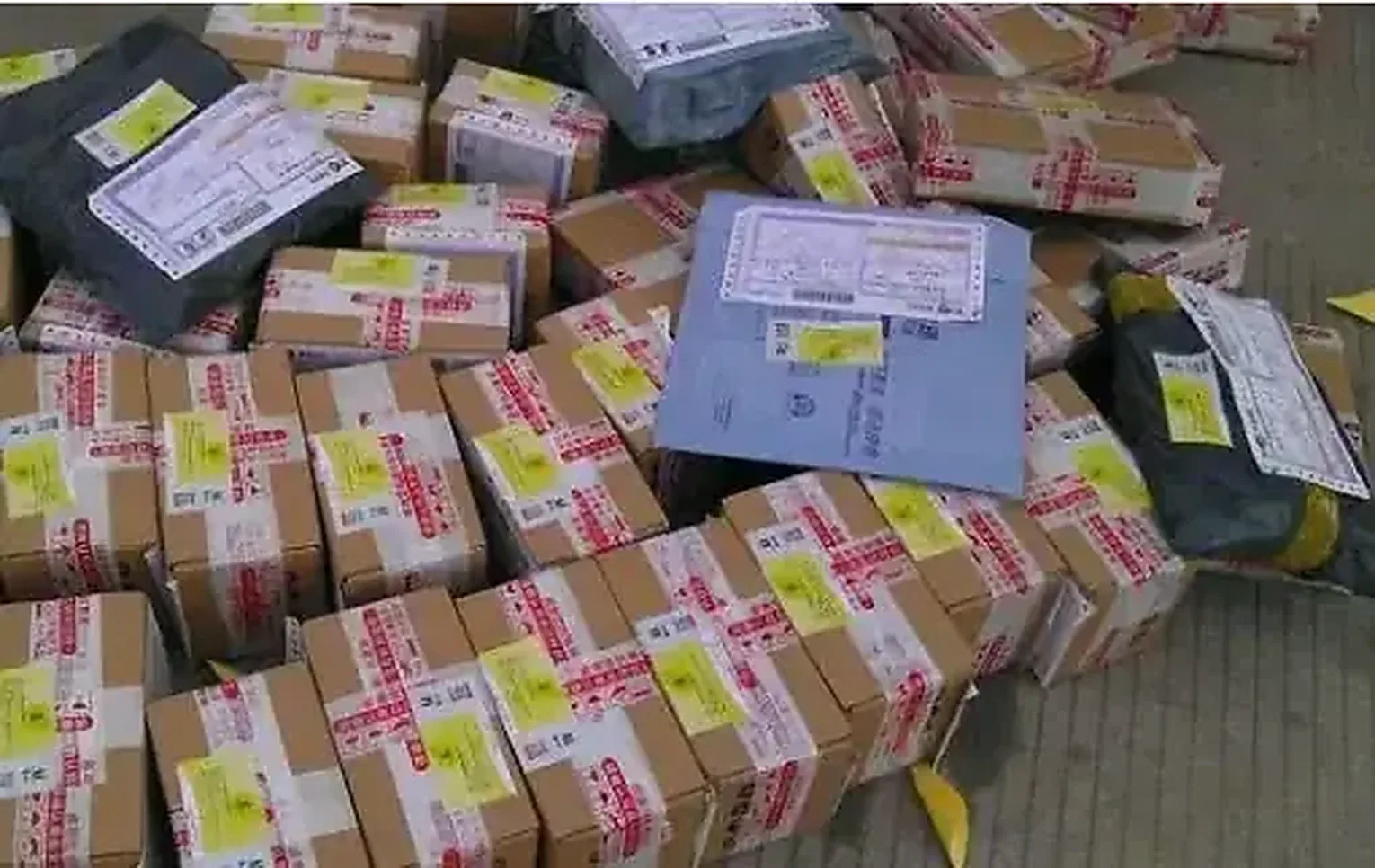 Parcel intake in China warehouse before consolidation